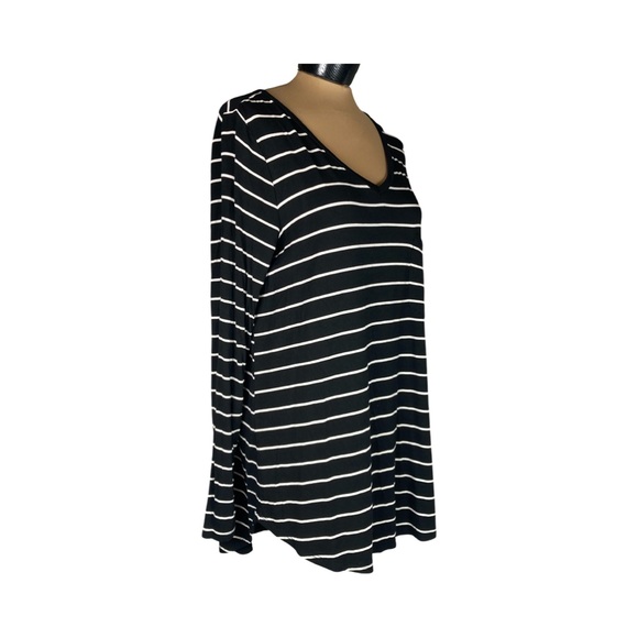 Grace & Lace Long Sleeve Perfect Pocket Tee In Black With White Stripes Size L - Picture 3 of 14